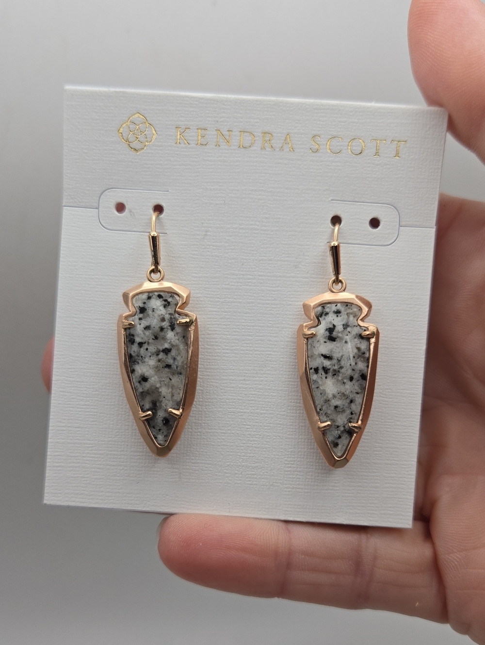 Kendra Scott Rose Gold & Spotted Granite Skylar Arrowhead Earrings